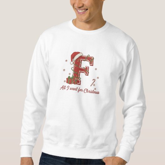 Sweatshirt Letter F Christmas Monogram Design (Devant)