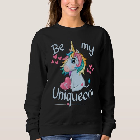 Sweatshirt Letter P Be my Uniqueorn Happy Valentines Day Unic (Devant)