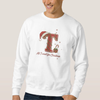 Sweatshirt Letter T Christmas Monogram Design