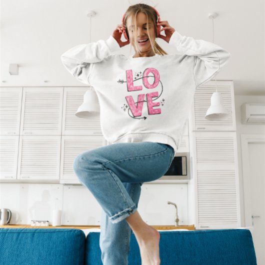 Sweatshirt Lettering d'amour rose aquarelle  