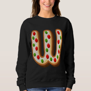 Sweatshirt Lettre alphabétique du biscuit de Noël W Cutest Ca