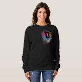 Sweatshirt Lettre arc-en-ciel U initial monogramme rose (Devant entier)