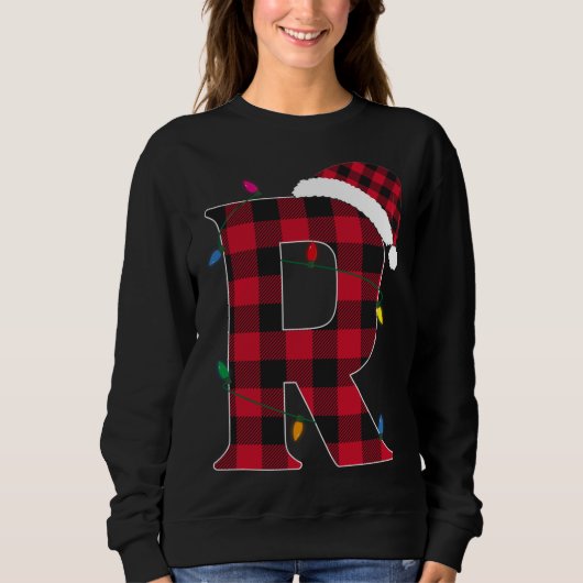 Sweatshirt Lettre Awesome R Nom initial Buffalo Plaid Christ (Devant)