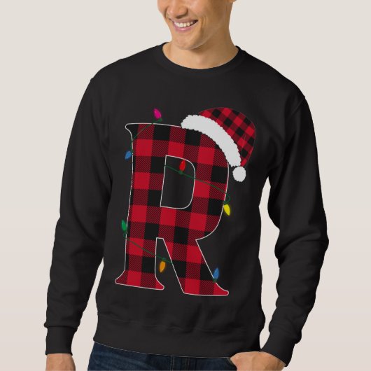 Sweatshirt Lettre Awesome R Nom initial Buffalo Plaid Christ (Devant)