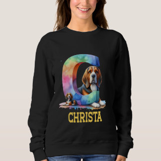 Sweatshirt Lettre Chiens mignons Christa Nom Chien arc-en-cie