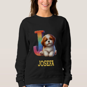 Sweatshirt Lettre Chiens mignons Josefa Nom Chien arc-en-ciel