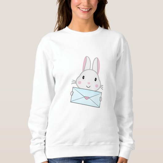 Sweatshirt LETTRE D'AMOUR Mignonne et adorable Rabbit tenant (Devant)