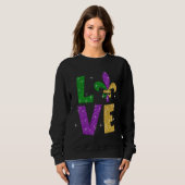 Sweatshirt Lettre d'amour parties scintillant violet or Mardi (Devant entier)