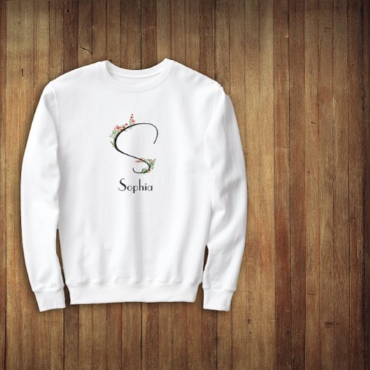 Sweatshirt LETTRE fleur sauvage Aquarelle S noir