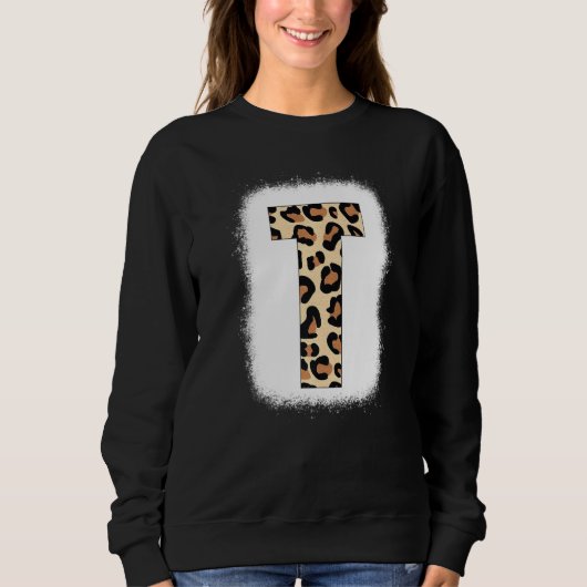 Sweatshirt Lettre imprimée T Lettre initiale T Leopard B (Devant)