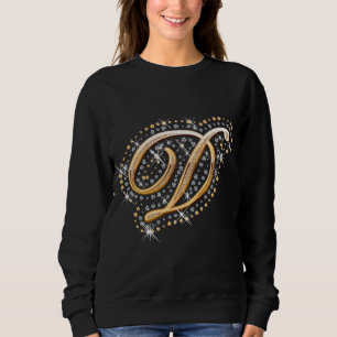 Sweatshirt Lettre initiale D de monogramme d'or