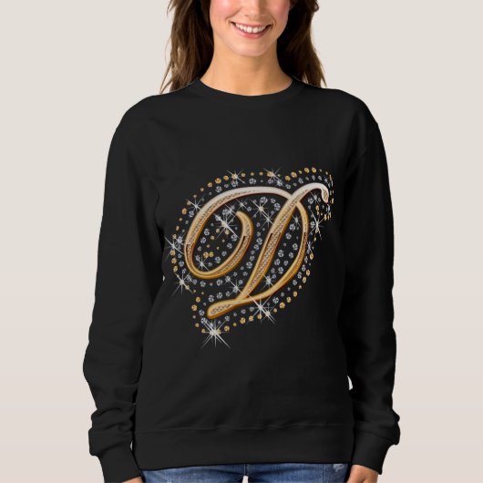 Sweatshirt Lettre initiale D de monogramme d'or (Devant)