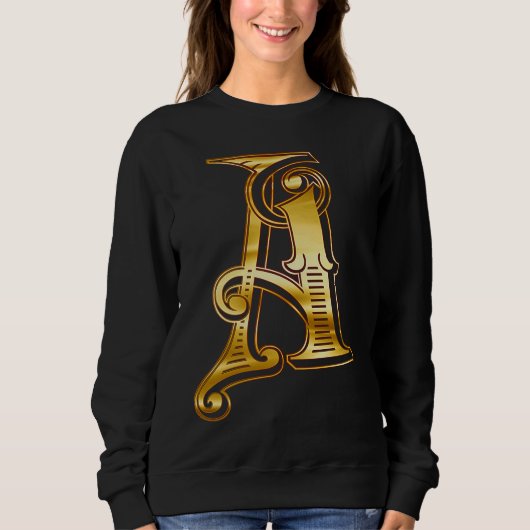 Sweatshirt Lettre initiale Monogramme A or (Devant)