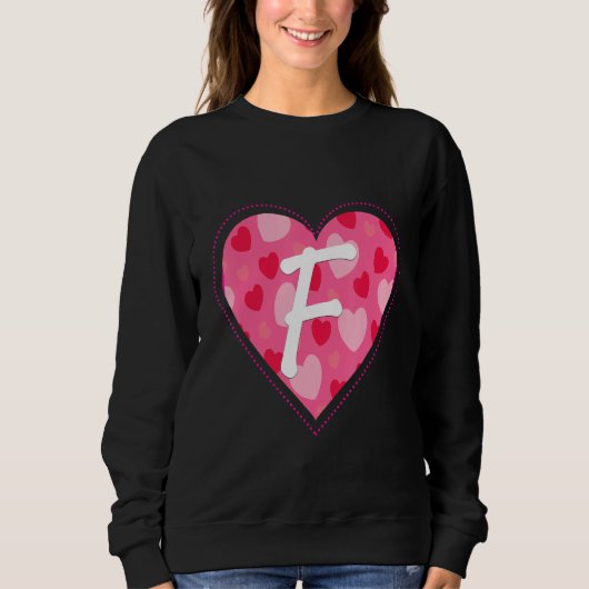 Sweatshirt Lettre Monogramme initiale F Motif cardiaque pour (Devant)