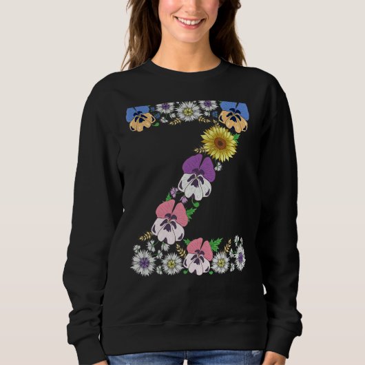 Sweatshirt Lettre Z mignonne Monogramme initial Alphabet flor (Devant)