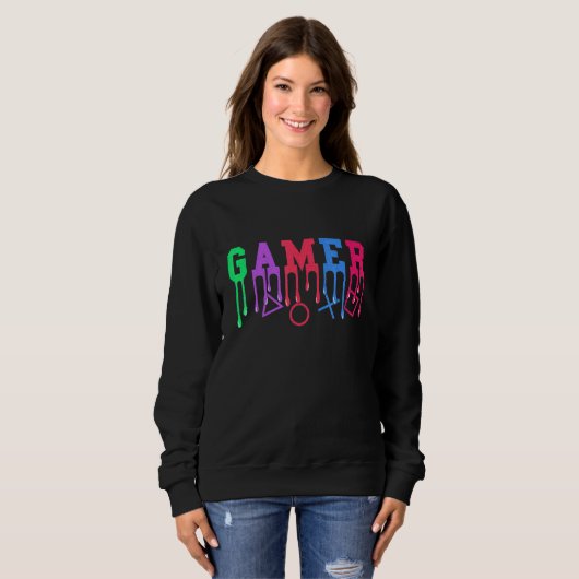 Sweatshirt Lettres de fusion de gamer Ps (Devant entier)
