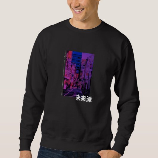 Sweatshirt Lettres japonaises Futuriste Vaporwave Kanji (Devant)