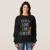 Sweatshirt Leukemia Awareness Love Peace Cure Leukemia (Devant entier)