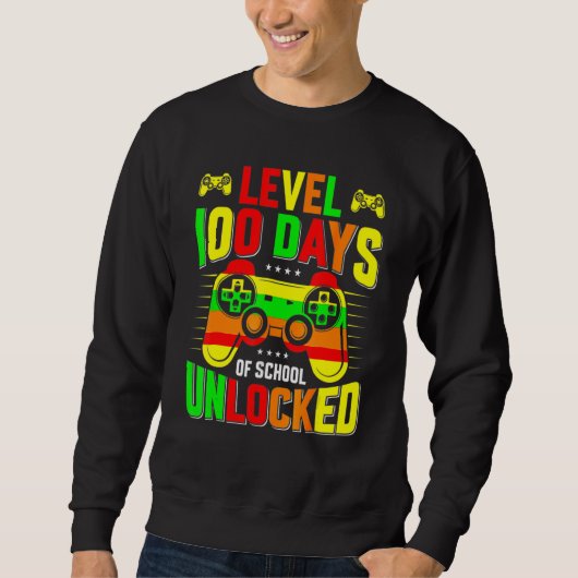 Sweatshirt Level 100 Days Of School Unlocked Gamer Video Game (Devant)