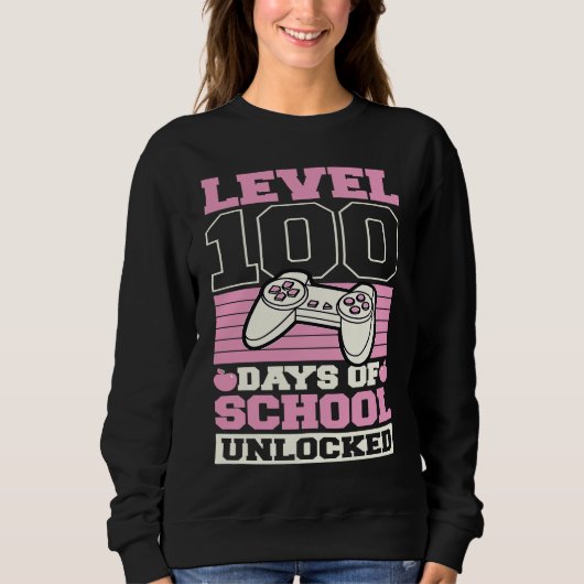 Sweatshirt Level 100 Days Of School Unlocked Video Games Game (Devant)
