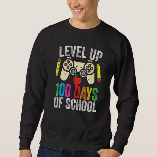 Sweatshirt Level Up 100 Days Of School Gamer Game Lover Happy (Devant)