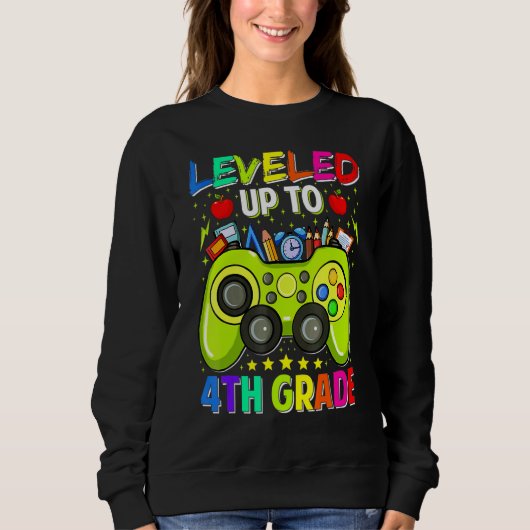 Sweatshirt Leveled Up To 4th Grade Gamer Back To School First (Devant)