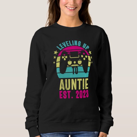 Sweatshirt Leveling Up To Aunt 2023 Pregnancy Announcement Vi (Devant)