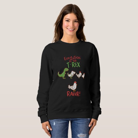 Sweatshirt L'Évolution De La Rive-T-Rex ! Dino Dino Dino Dick (Devant entier)