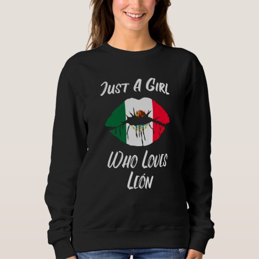 Sweatshirt Lèvres Bouche Amour Drapeau Mexicain Leon (Devant)