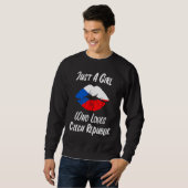 Sweatshirt Lèvres et bouche aiment le drapeau tchèque (Devant entier)