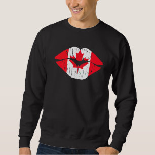 Sweatshirt Lèvres et feuille d'érable Drapeau canadien Joyeux