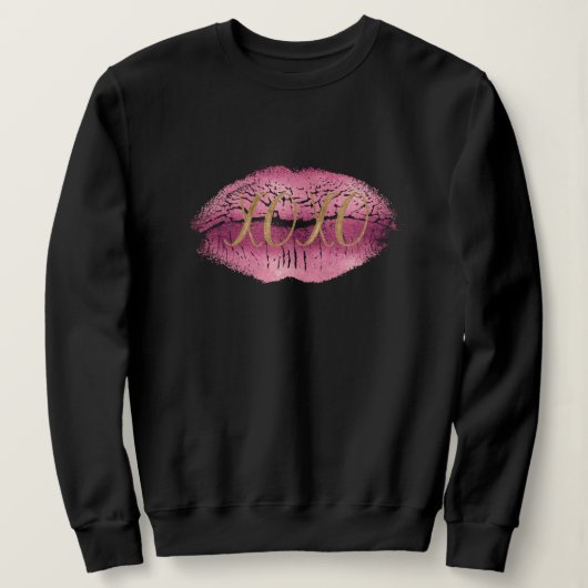 Sweatshirt Lèvres roses Gold XOXO (Design devant)