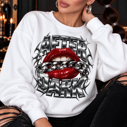 Sweatshirt Lèvres Rouges Après la Nuit Chrome