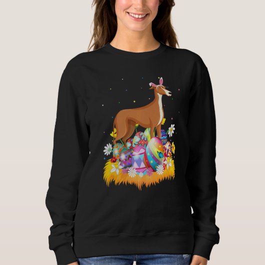 Sweatshirt Lévrier de Pâques Œuf de Pâques dimanche de Pâques (Devant)