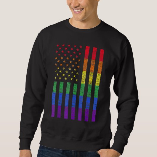Sweatshirt Lgbt American Flag Pride Rainbow Gay Lesbian Bi Tr (Devant)
