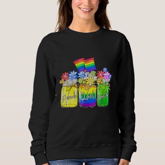 Sweatshirt Lgbt Peace Love Equality Rainbow Floral Lgbt Drape (Devant)