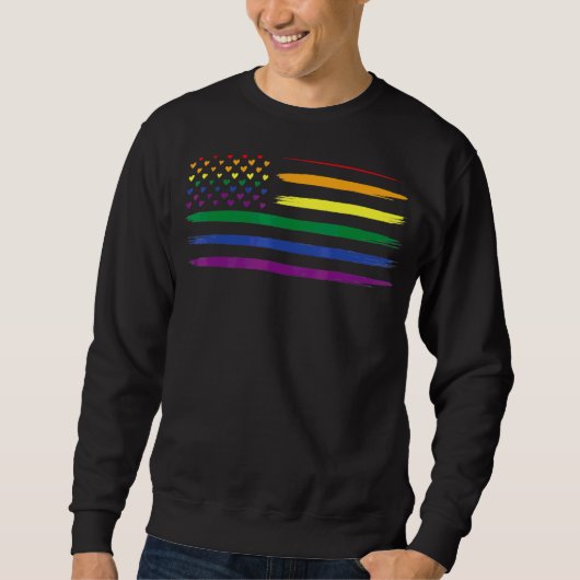 Sweatshirt Lgbt Pride Mois Support Avec Rainbow Us American A (Devant)