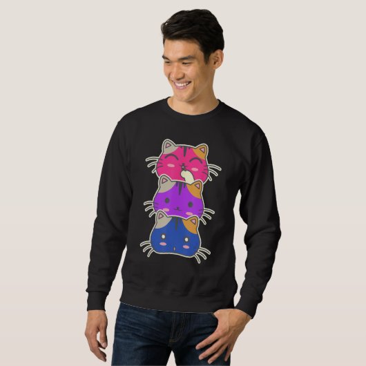 Sweatshirt LGBT Pride Rainbow Bisexual Support  Cat (Devant entier)