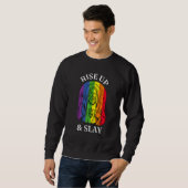 Sweatshirt LGBTQ+ gay pride se lever et s'assoir (Devant entier)