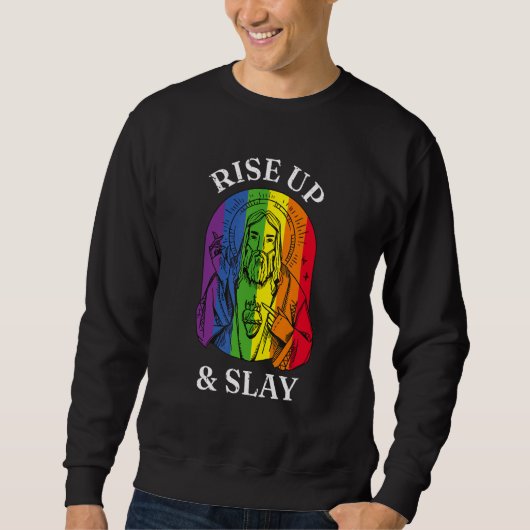 Sweatshirt LGBTQ+ gay pride se lever et s'assoir (Devant)