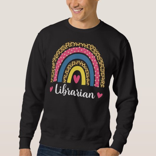 Sweatshirt Librarian Boho Rainbow Leopard Back To School 2 (Devant)