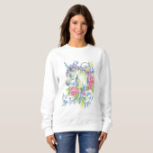 Sweatshirt Licorne avec des roses (Devant entier)
