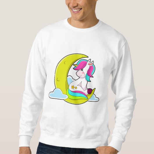 Sweatshirt Licorne avec nuages et lune (Devant)