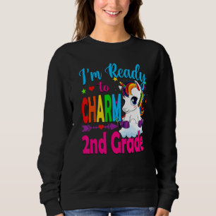 Sweatshirt Licorne de rentrée scolaire Prête à charmer la 2e 