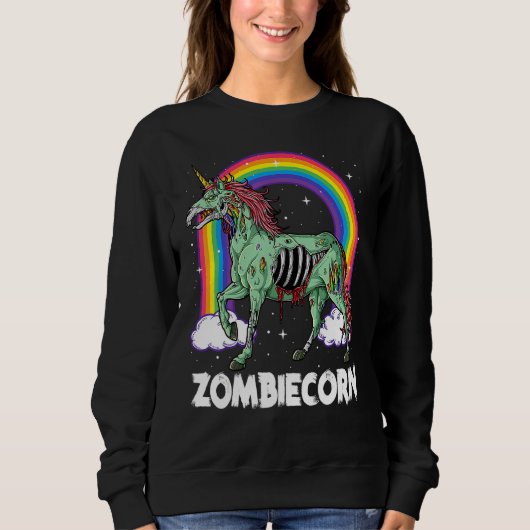 Sweatshirt Licorne zombie Zombiecorn Halloween Femmes Filles (Devant)