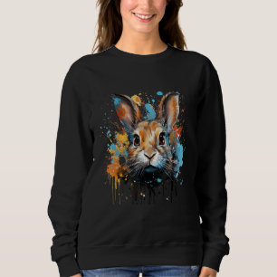Sweatshirt Lièvre de portrait de lapin dynamique avec éclabou