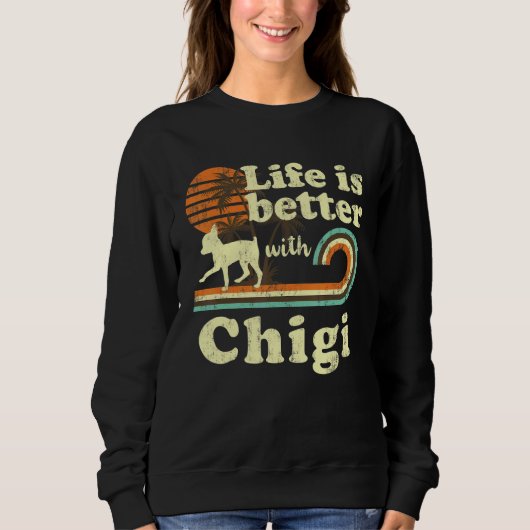 Sweatshirt Life Better Chigi Vintage Chien Maman Papa (Devant)