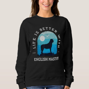 Sweatshirt Life Better Français Mastiff Vintage Blue Chien Ma