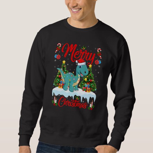 Sweatshirt Lights Xmas Tree Santa Brontosaurus Dinosaur Chris (Devant)