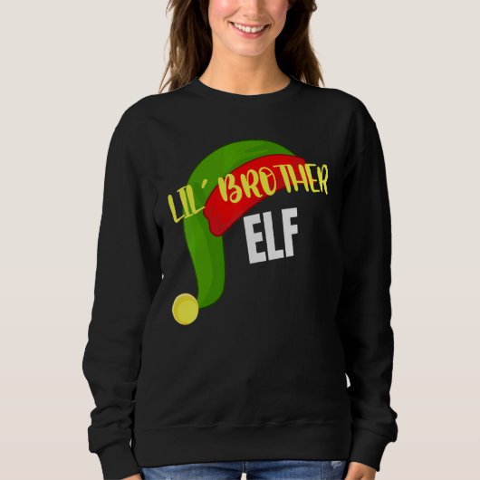 Sweatshirt Lil Brother Elf Matching Family Group Christmas Pa (Devant)